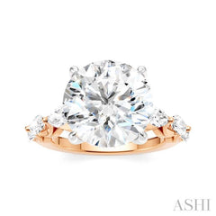 1 Ctw Round Shape Marquise and Round Cut Diamond Semi-Mount Engagement Ring in 14K Rose and White Gold