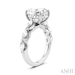 1 Ctw Oval Shape Marquise and Round Cut Diamond Semi-Mount Engagement Ring in 14K White Gold
