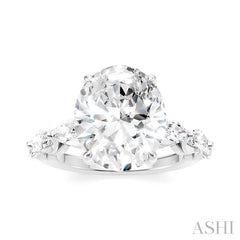 1 Ctw Oval Shape Marquise and Round Cut Diamond Semi-Mount Engagement Ring in 14K White Gold