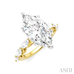1 Ctw Marquise Shape Marquise and Round Cut Diamond Semi-Mount Engagement Ring in 14K Yellow and White Gold