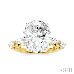 1 Ctw Oval Shape Marquise and Round Cut Diamond Semi-Mount Engagement Ring in 14K Yellow and White Gold