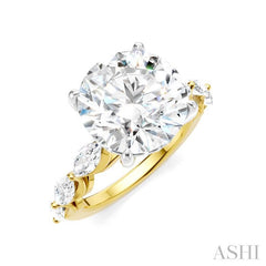 1 Ctw Round Shape Marquise and Round Cut Diamond Semi-Mount Engagement Ring in 14K Yellow and White Gold
