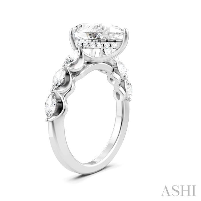 3/4 Ctw Pear Shape Marquise and Round Cut Diamond Semi-Mount Engagement Ring in 14K White Gold