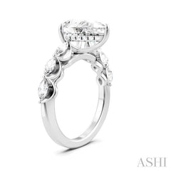 3/4 Ctw Pear Shape Marquise and Round Cut Diamond Semi-Mount Engagement Ring in 14K White Gold