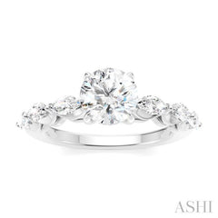 3/4 Ctw Round Shape Marquise and Round Cut Diamond Semi-Mount Engagement Ring in 14K White Gold