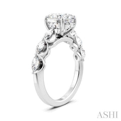 5/8 Ctw Oval Shape Marquise and Round Cut Diamond Semi-Mount Engagement Ring in 14K White Gold