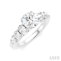 1 Ctw Round Shape Oval and Round Cut Diamond Semi-Mount Engagement Ring in 14K White Gold