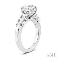 1 Ctw Round Shape Oval and Round Cut Diamond Semi-Mount Engagement Ring in 14K White Gold