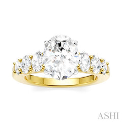 1 Ctw Oval Shape Oval and Round Cut Diamond Semi-Mount Engagement Ring in 14K Yellow and White Gold