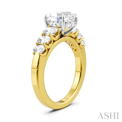 1 Ctw Oval Shape Oval and Round Cut Diamond Semi-Mount Engagement Ring in 14K Yellow and White Gold