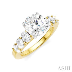 1 Ctw Round Shape Oval and Round Cut Diamond Semi-Mount Engagement Ring in 14K Yellow and White Gold
