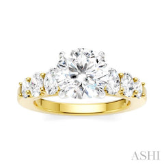 1 Ctw Round Shape Oval and Round Cut Diamond Semi-Mount Engagement Ring in 14K Yellow and White Gold
