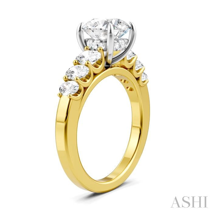 1 Ctw Round Shape Oval and Round Cut Diamond Semi-Mount Engagement Ring in 14K Yellow and White Gold