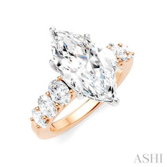 1 1/4 Ctw Marquise Shape Oval and Round Cut Diamond Semi-Mount Engagement Ring in 14K Rose and White Gold