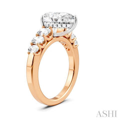 1 Ctw Pear Shape Oval and Round Cut Diamond Semi-Mount Engagement Ring in 14K Rose and White Gold