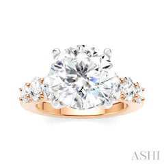 1 1/4 Ctw Round Shape Oval and Round Cut Diamond Semi-Mount Engagement Ring in 14K Rose and White Gold