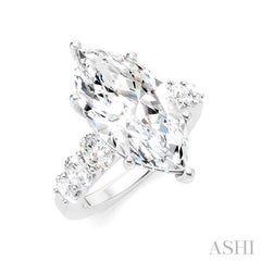 1 1/4 Ctw Marquise Shape Oval and Round Cut Diamond Semi-Mount Engagement Ring in 14K White Gold