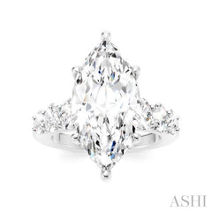 1 1/4 Ctw Marquise Shape Oval and Round Cut Diamond Semi-Mount Engagement Ring in 14K White Gold