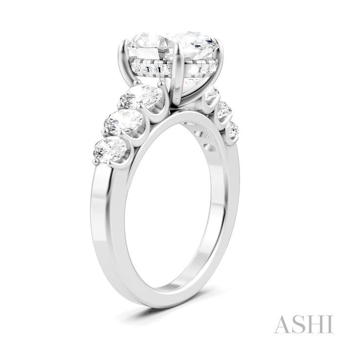 1 1/4 Ctw Oval Shape Oval and Round Cut Diamond Semi-Mount Engagement Ring in 14K White Gold