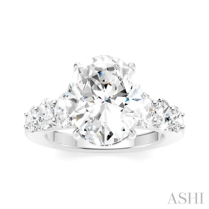 1 1/4 Ctw Oval Shape Oval and Round Cut Diamond Semi-Mount Engagement Ring in 14K White Gold
