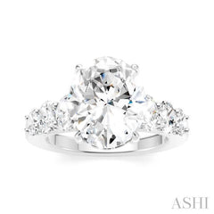 1 1/4 Ctw Oval Shape Oval and Round Cut Diamond Semi-Mount Engagement Ring in 14K White Gold