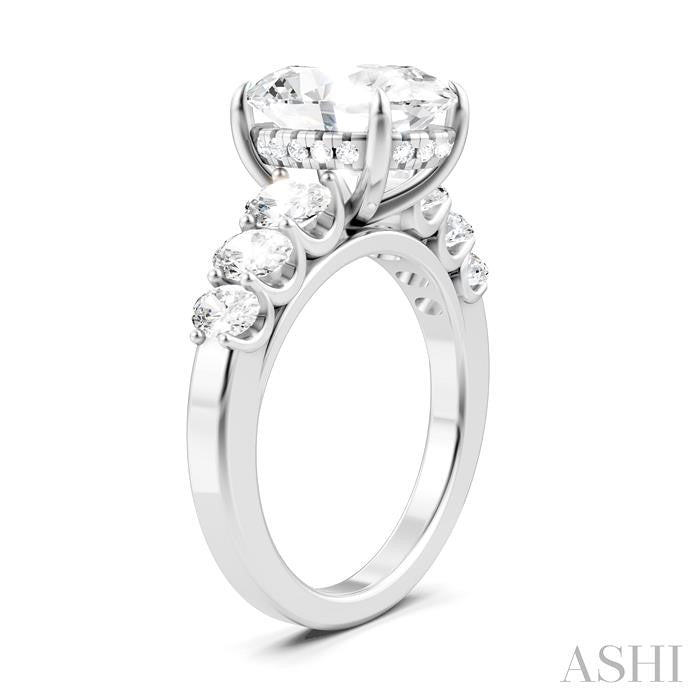 1 1/4 Ctw Oval Shape Oval and Round Cut Diamond Semi-Mount Engagement Ring in 14K White Gold
