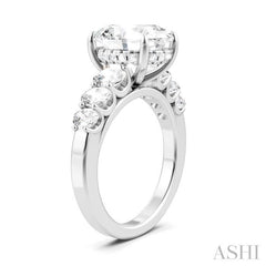 1 1/4 Ctw Oval Shape Oval and Round Cut Diamond Semi-Mount Engagement Ring in 14K White Gold