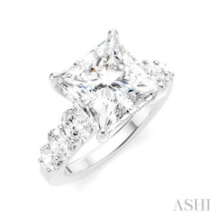 1 1/4 Ctw Princess Shape Oval and Round Cut Diamond Semi-Mount Engagement Ring in 14K White Gold