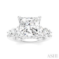 1 1/4 Ctw Princess Shape Oval and Round Cut Diamond Semi-Mount Engagement Ring in 14K White Gold