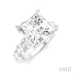1 1/4 Ctw Princess Shape Oval and Round Cut Diamond Semi-Mount Engagement Ring in 14K White Gold