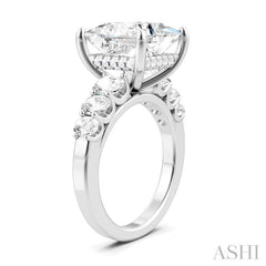 1 1/4 Ctw Princess Shape Oval and Round Cut Diamond Semi-Mount Engagement Ring in 14K White Gold