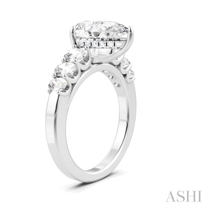 1 Ctw Pear Shape Oval and Round Cut Diamond Semi-Mount Engagement Ring in 14K White Gold