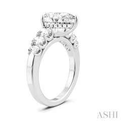 1 Ctw Pear Shape Oval and Round Cut Diamond Semi-Mount Engagement Ring in 14K White Gold