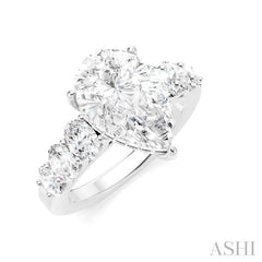 1 1/4 Ctw Pear Shape Oval and Round Cut Diamond Semi-Mount Engagement Ring in 14K White Gold