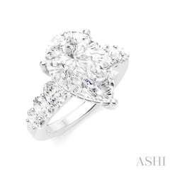 1 1/4 Ctw Pear Shape Oval and Round Cut Diamond Semi-Mount Engagement Ring in 14K White Gold