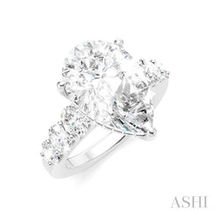1 1/4 Ctw Pear Shape Oval and Round Cut Diamond Semi-Mount Engagement Ring in 14K White Gold