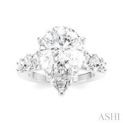 1 1/4 Ctw Pear Shape Oval and Round Cut Diamond Semi-Mount Engagement Ring in 14K White Gold