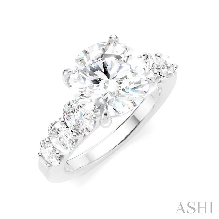 1 1/4 Ctw Round Shape Oval and Round Cut Diamond Semi-Mount Engagement Ring in 14K White Gold