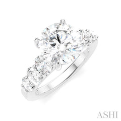 1 1/4 Ctw Round Shape Oval and Round Cut Diamond Semi-Mount Engagement Ring in 14K White Gold