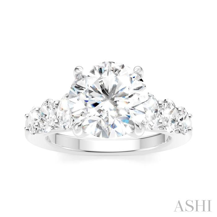 1 1/4 Ctw Round Shape Oval and Round Cut Diamond Semi-Mount Engagement Ring in 14K White Gold