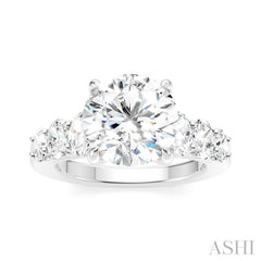 1 1/4 Ctw Round Shape Oval and Round Cut Diamond Semi-Mount Engagement Ring in 14K White Gold