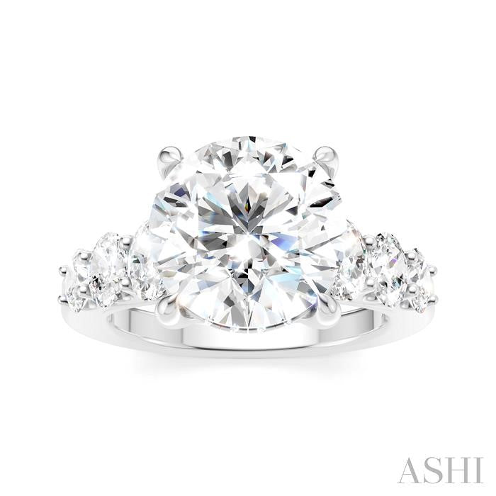 1 1/4 Ctw Round Shape Oval and Round Cut Diamond Semi-Mount Engagement Ring in 14K White Gold