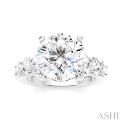1 1/4 Ctw Round Shape Oval and Round Cut Diamond Semi-Mount Engagement Ring in 14K White Gold