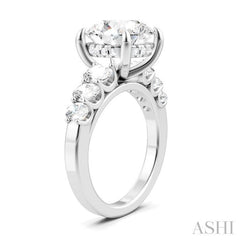 1 1/4 Ctw Round Shape Oval and Round Cut Diamond Semi-Mount Engagement Ring in 14K White Gold