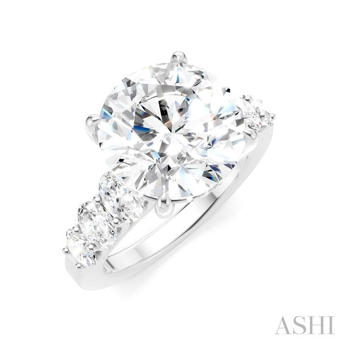 1 1/4 Ctw Round Shape Oval and Round Cut Diamond Semi-Mount Engagement Ring in 14K White Gold