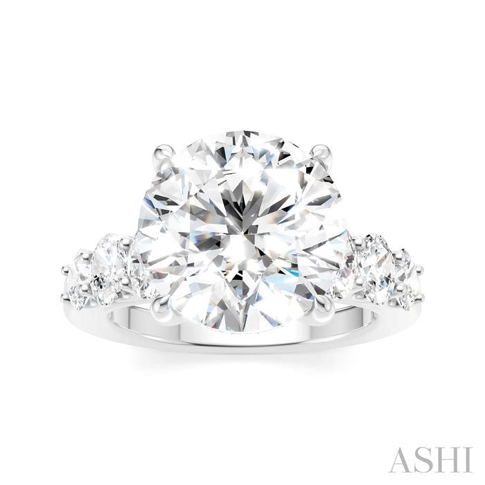1 1/4 Ctw Round Shape Oval and Round Cut Diamond Semi-Mount Engagement Ring in 14K White Gold