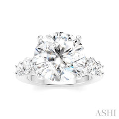 1 1/4 Ctw Round Shape Oval and Round Cut Diamond Semi-Mount Engagement Ring in 14K White Gold