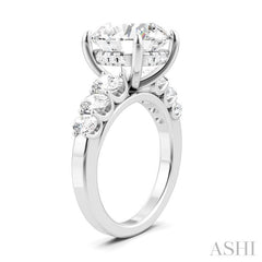 1 1/4 Ctw Round Shape Oval and Round Cut Diamond Semi-Mount Engagement Ring in 14K White Gold
