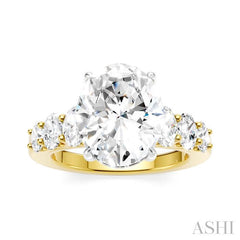1 1/4 Ctw Oval Shape Oval and Round Cut Diamond Semi-Mount Engagement Ring in 14K Yellow and White Gold