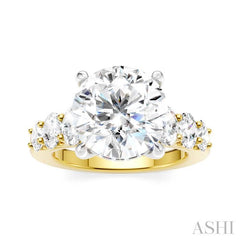 1 1/4 Ctw Round Shape Oval and Round Cut Diamond Semi-Mount Engagement Ring in 14K Yellow and White Gold